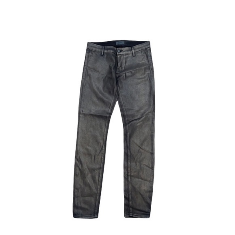 KORAL Black Gold Metallic Mid-Rise Skinny Jeans Pants‎